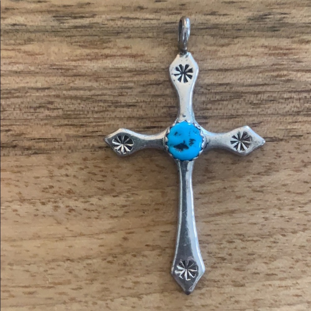 Sterling silver/turquoise cross pendant